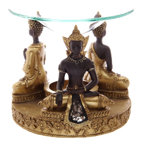 Gold and Brown Thai Buddha Wax Melt Warmer With Glass Mosaic Detail