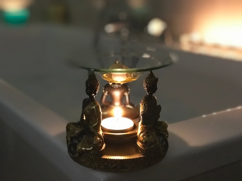 Gold and Brown Thai Buddha Wax Melt Warmer With Glass Mosaic Detail - Scented Soy Wax Melts | Wax Melt Warmers - MadisonMelts