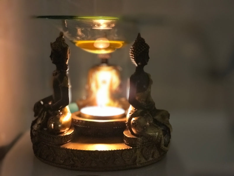 Gold and Brown Thai Buddha Wax Melt Warmer With Glass Mosaic Detail - Scented Soy Wax Melts | Wax Melt Warmers - MadisonMelts