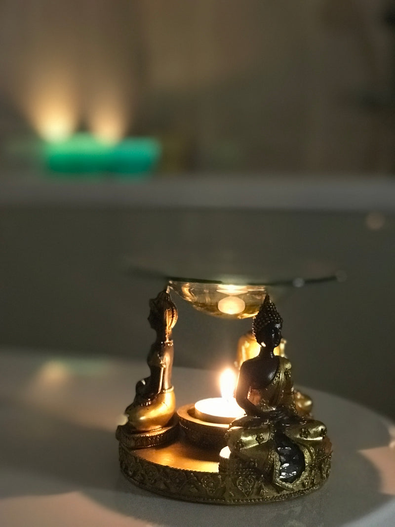 Gold and Brown Thai Buddha Wax Melt Warmer With Glass Mosaic Detail - Scented Soy Wax Melts | Wax Melt Warmers - MadisonMelts