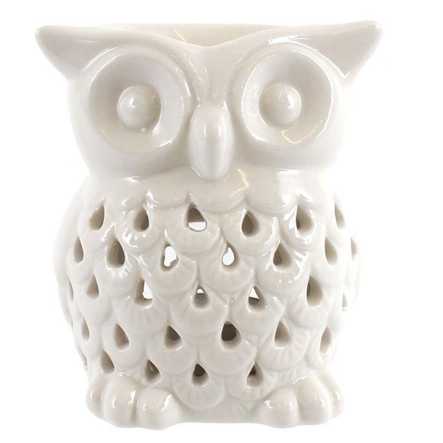 White Ceramic Owl Design Oil Burner - Scented Soy Wax Melts | Wax Melt Warmers - MadisonMelts